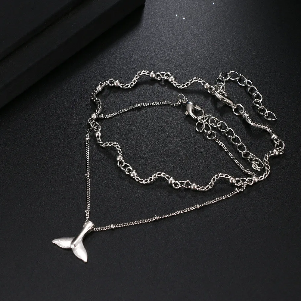 Bohemian Multiple Layers Mermaid Tail Curved Wave Beads Anklets for Women