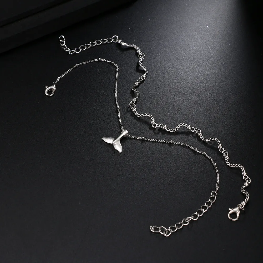 Bohemian Multiple Layers Mermaid Tail Curved Wave Beads Anklets for Women