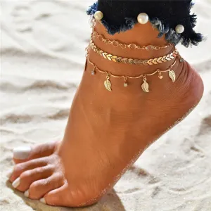 Bohemian Silver Color Anklet Bracelet On The Leg Fashion Heart Female Anklets