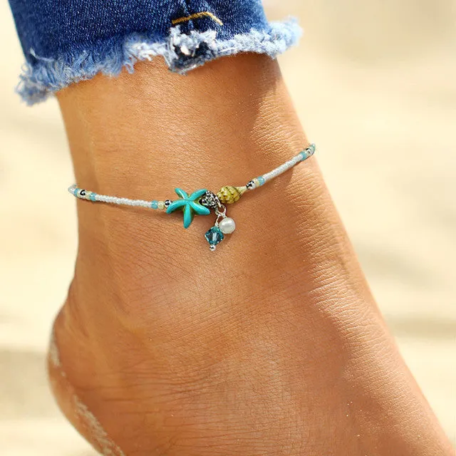 Bohemian Star Beads Stone Anklets for Women