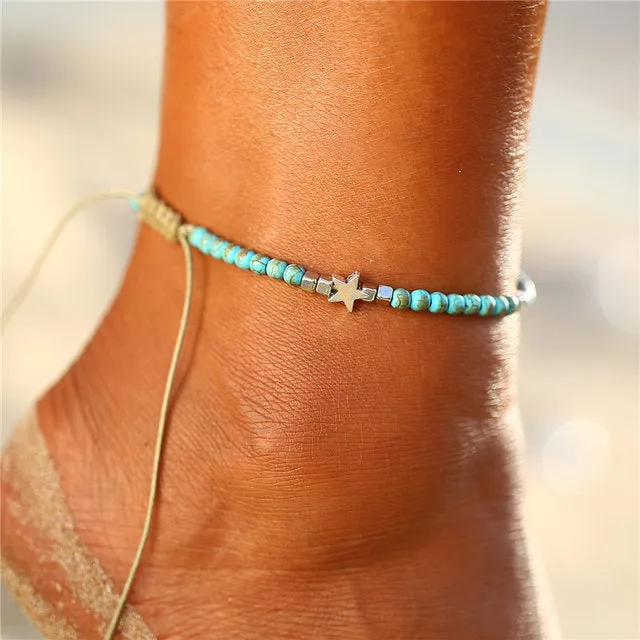 Bohemian Star Beads Stone Anklets for Women
