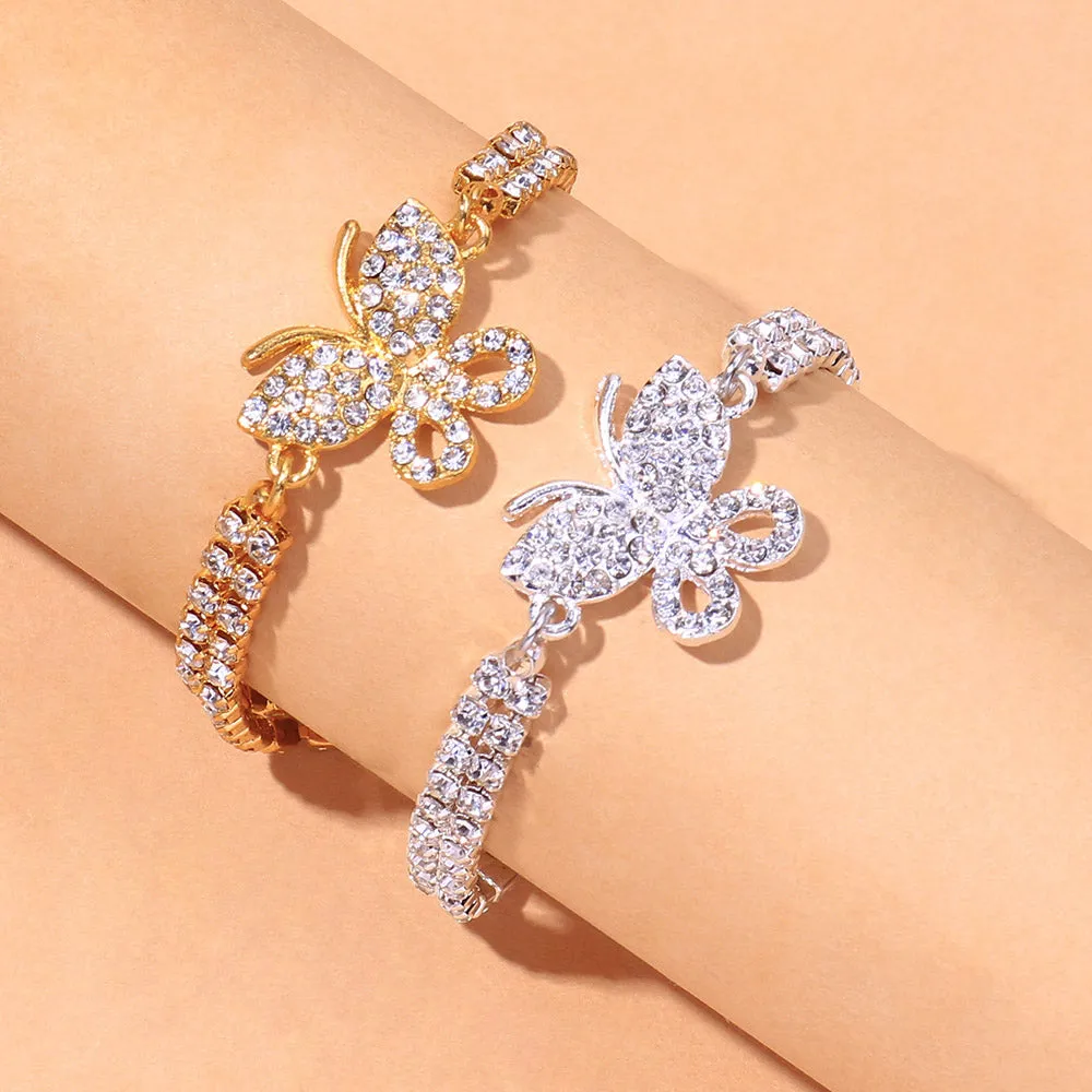 Bohemian Women Rhinestone Butterfly Anklet