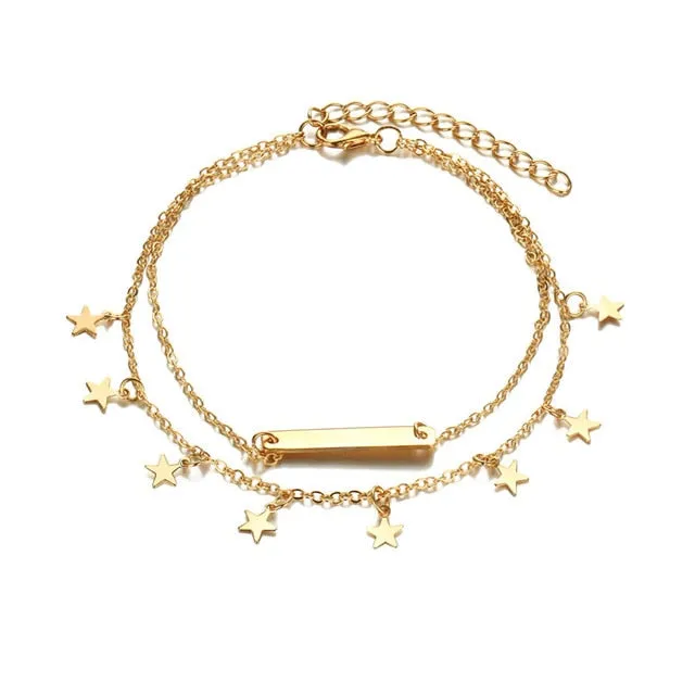 Boho Pendent Double Layer Anklet
