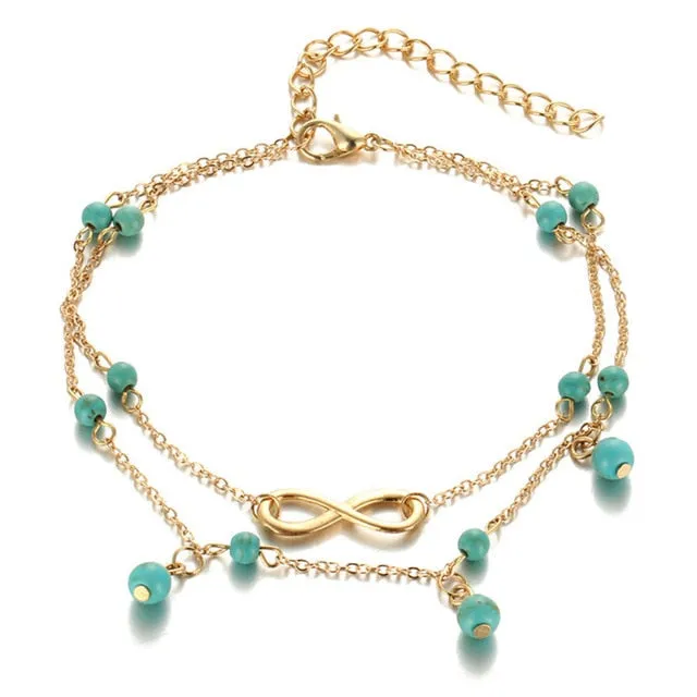 Boho Pendent Double Layer Anklet