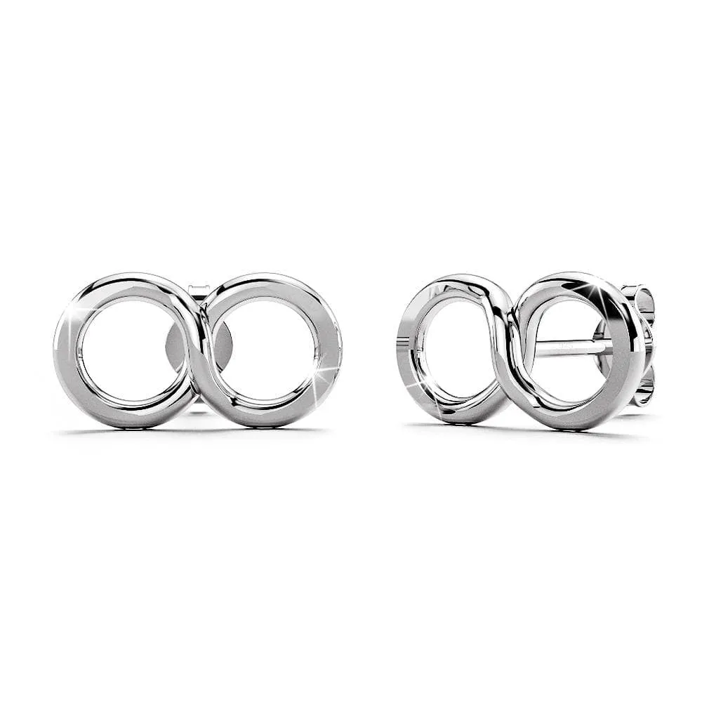 Boxed Solid 925 Sterling Silver Infinite Earrings 2 Pair set