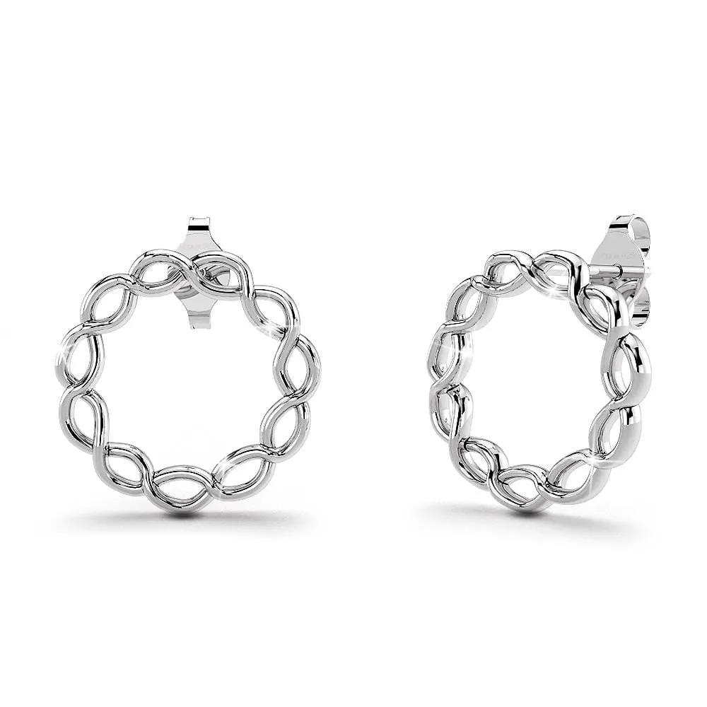Boxed Solid 925 Sterling Silver Infinite Earrings 2 Pair set