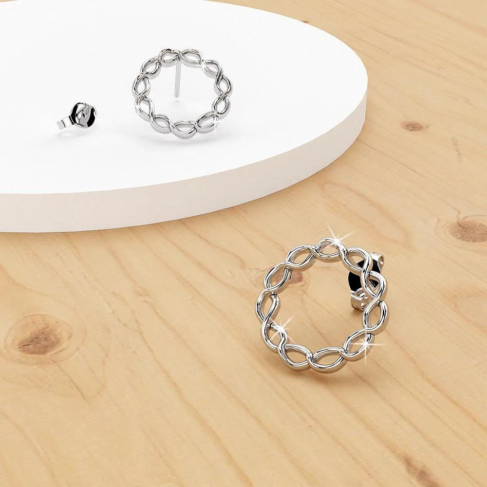 Boxed Solid 925 Sterling Silver Infinite Earrings 2 Pair set