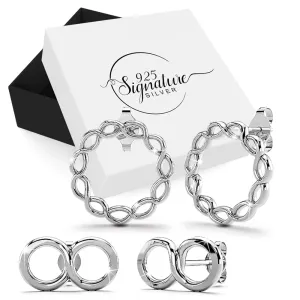 Boxed Solid 925 Sterling Silver Infinite Earrings 2 Pair set