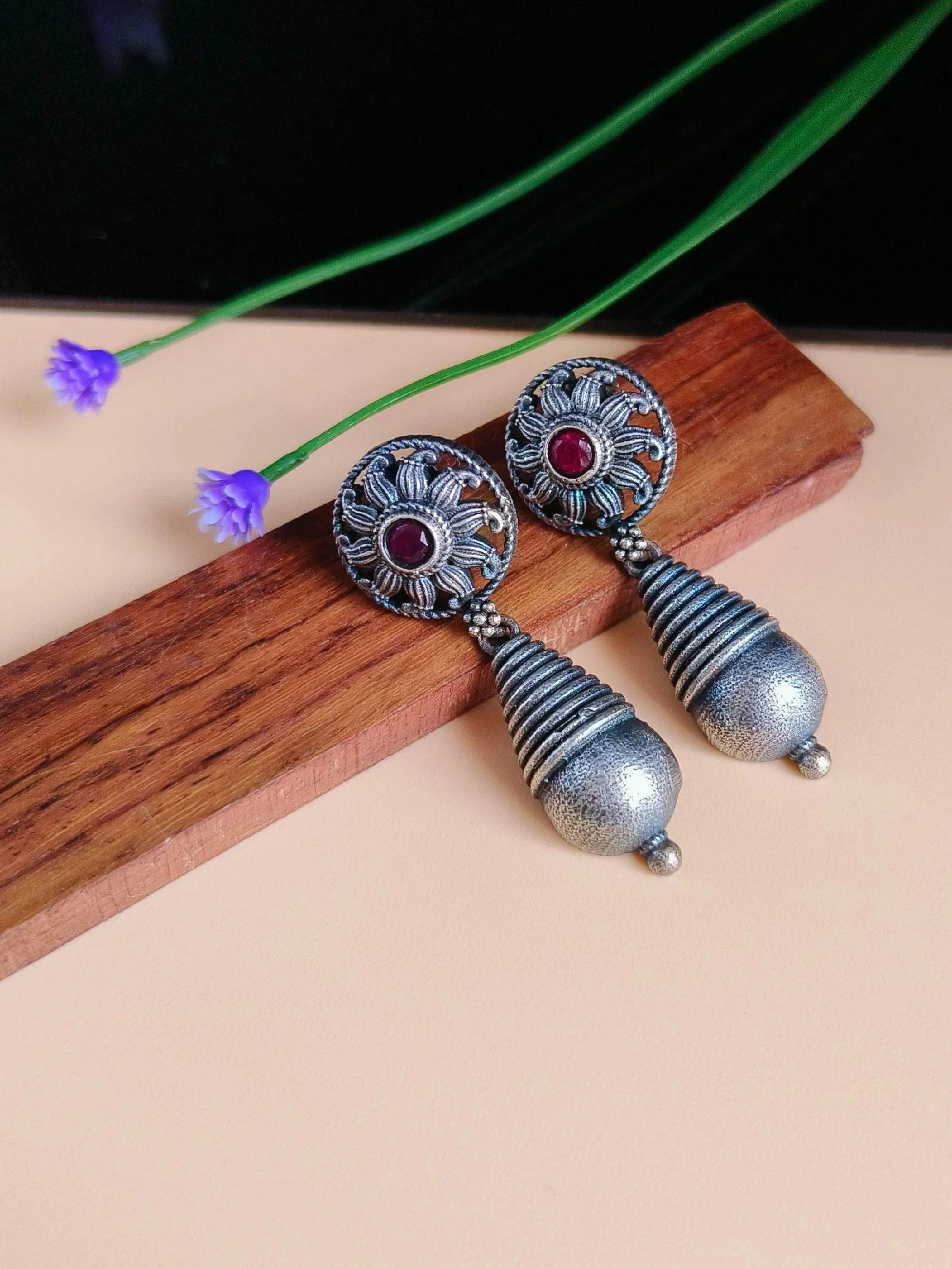 Brass Oxidized Dangler Earrings | Sarichka