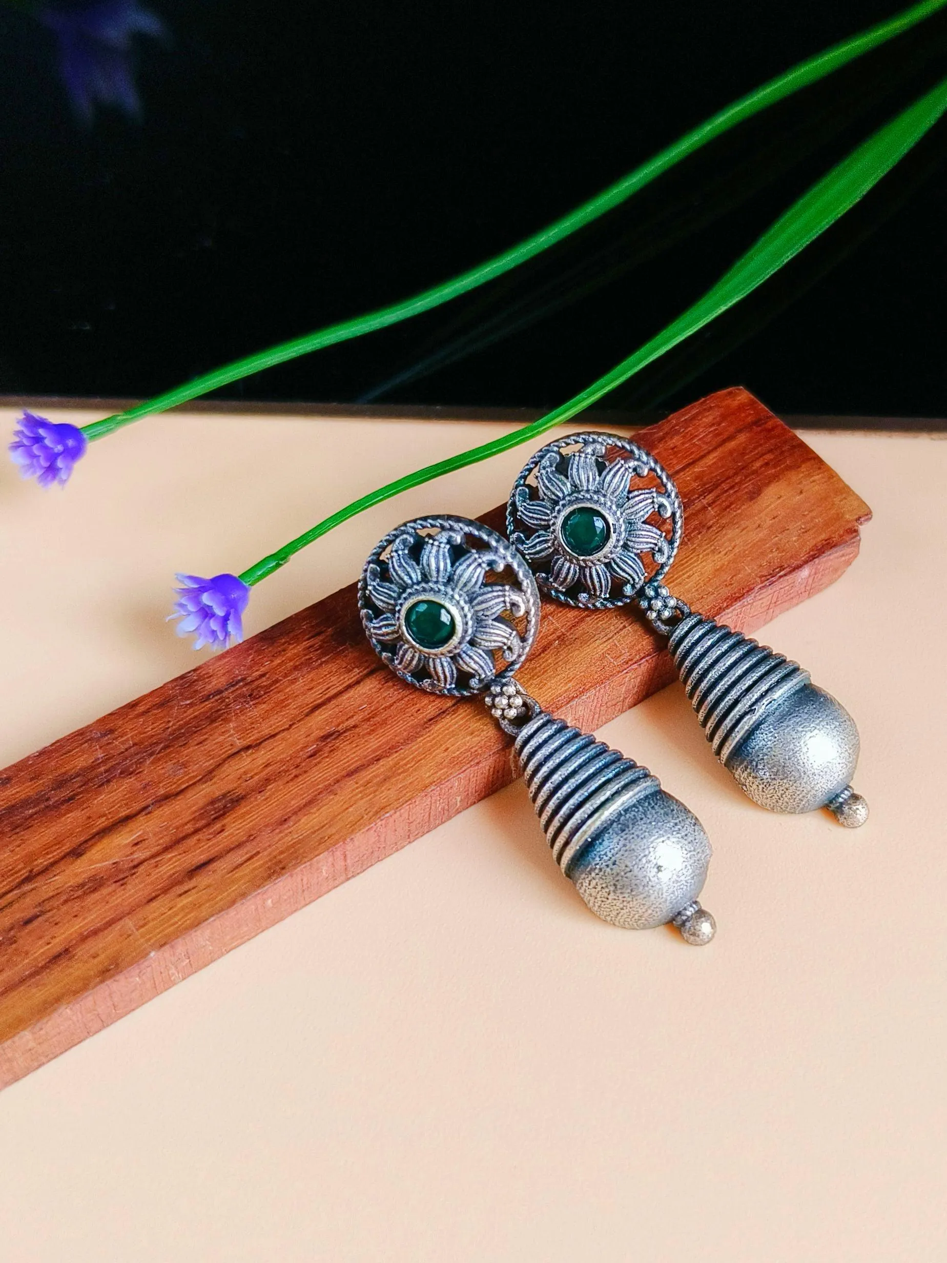 Brass Oxidized Dangler Earrings | Sarichka