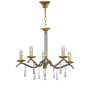 Chandelier Asfour 5 Bulbs Gold