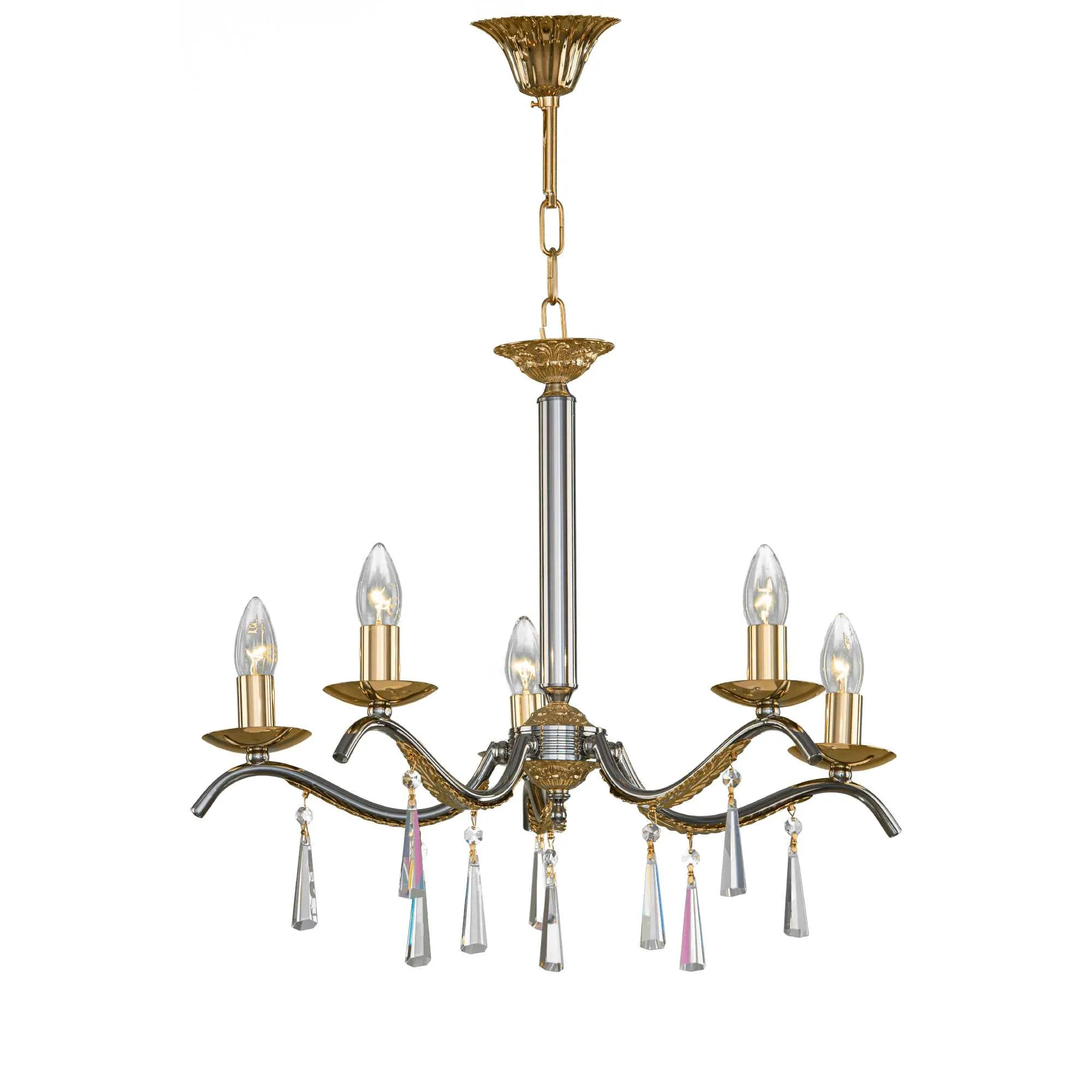 Chandelier Asfour 5 Bulbs Gold