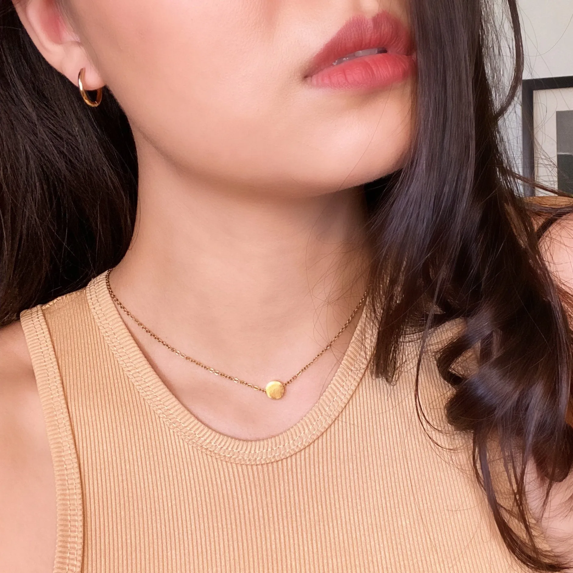 Circle Charm Gold Filled Necklace / Choker