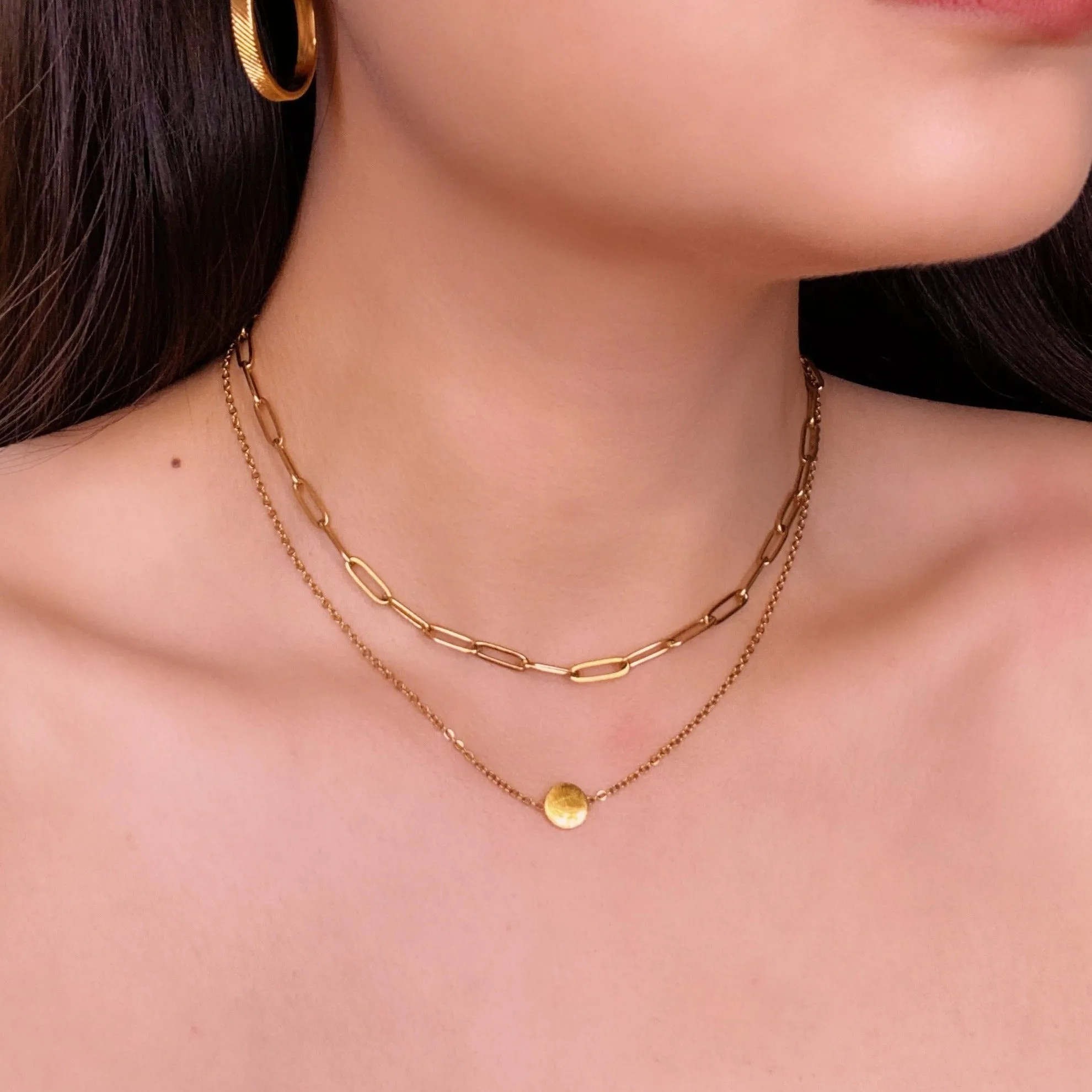 Circle Charm Gold Filled Necklace / Choker