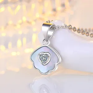 Cloudy Heart Pendant Necklace Cubic Zirconia Gemstone 925 Sterling Silver