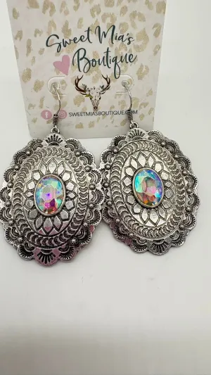Concho Rhinestone Western Earrings
