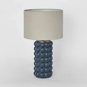 Condotti Blue Table Lamp with Linen Shade