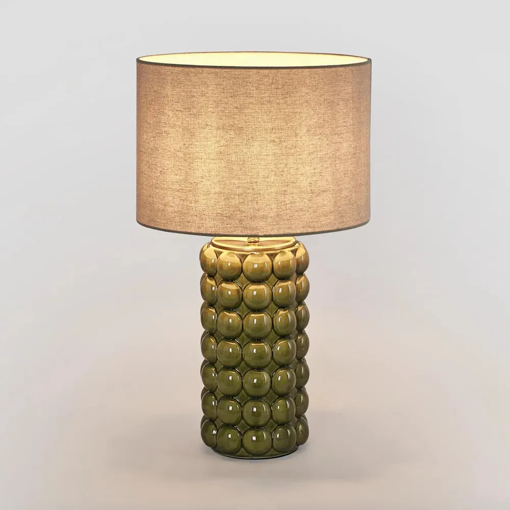 Condotti Green Table Lamp with Linen Shade