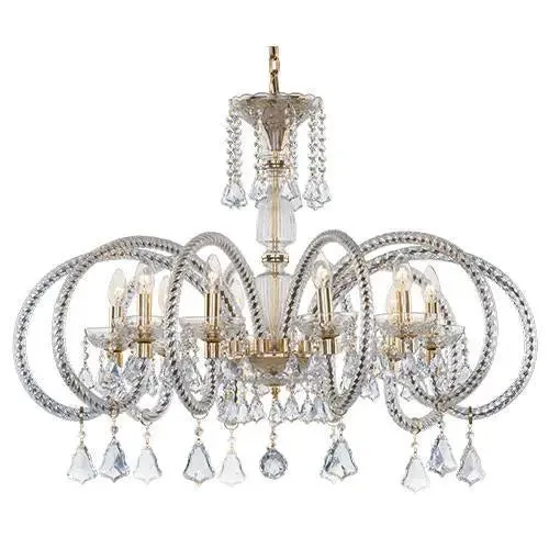 Crystal Chandelier 10 Bulbs Gold