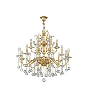 Crystal Chandelier 18 Bulbs Gold