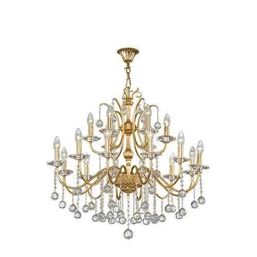 Crystal Chandelier 18 Bulbs Gold