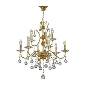 Crystal Chandelier 9 Bulbs Gold