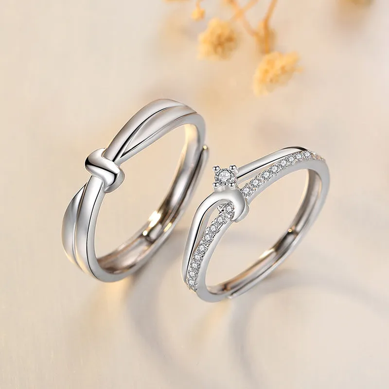 Custom Engraved Knot Wedding Bands for Couples