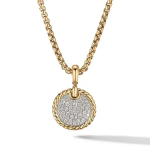 David Yurman DY Elements Disc Pendant in 18K Yellow Gold with Pave Diamonds