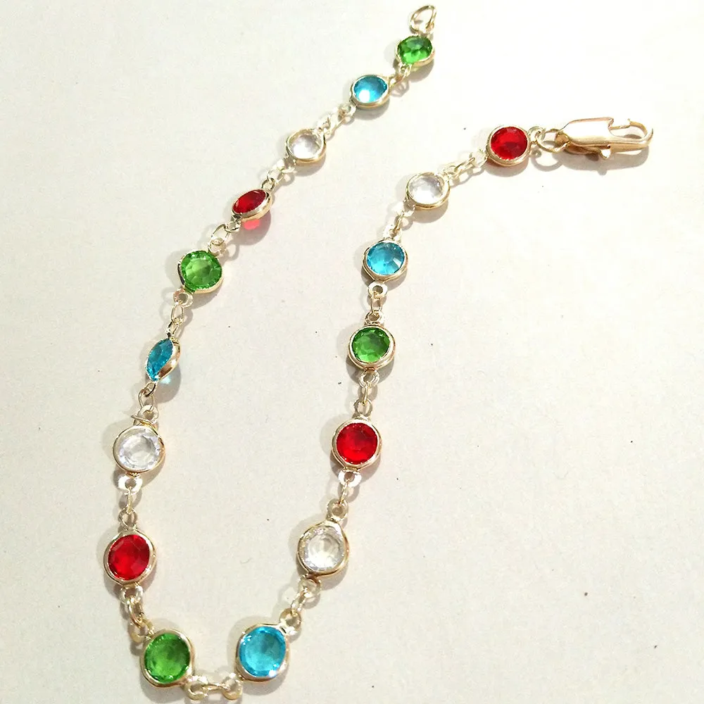 Designer original color rhinestone chain anklet