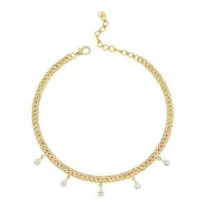 DIAMOND 5 PEAR DROP MINI LINK NECKLACE