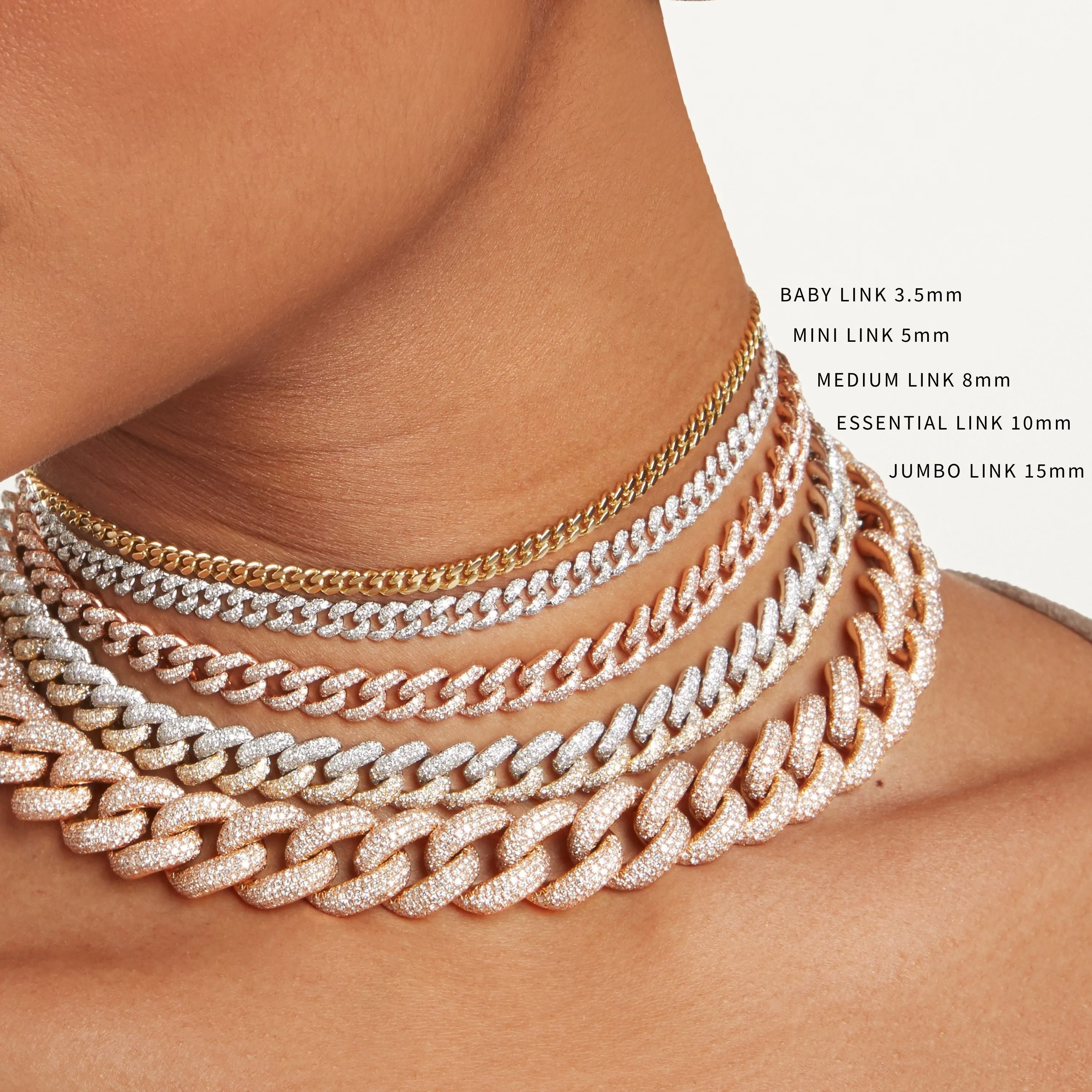 DIAMOND 5 PEAR DROP MINI LINK NECKLACE