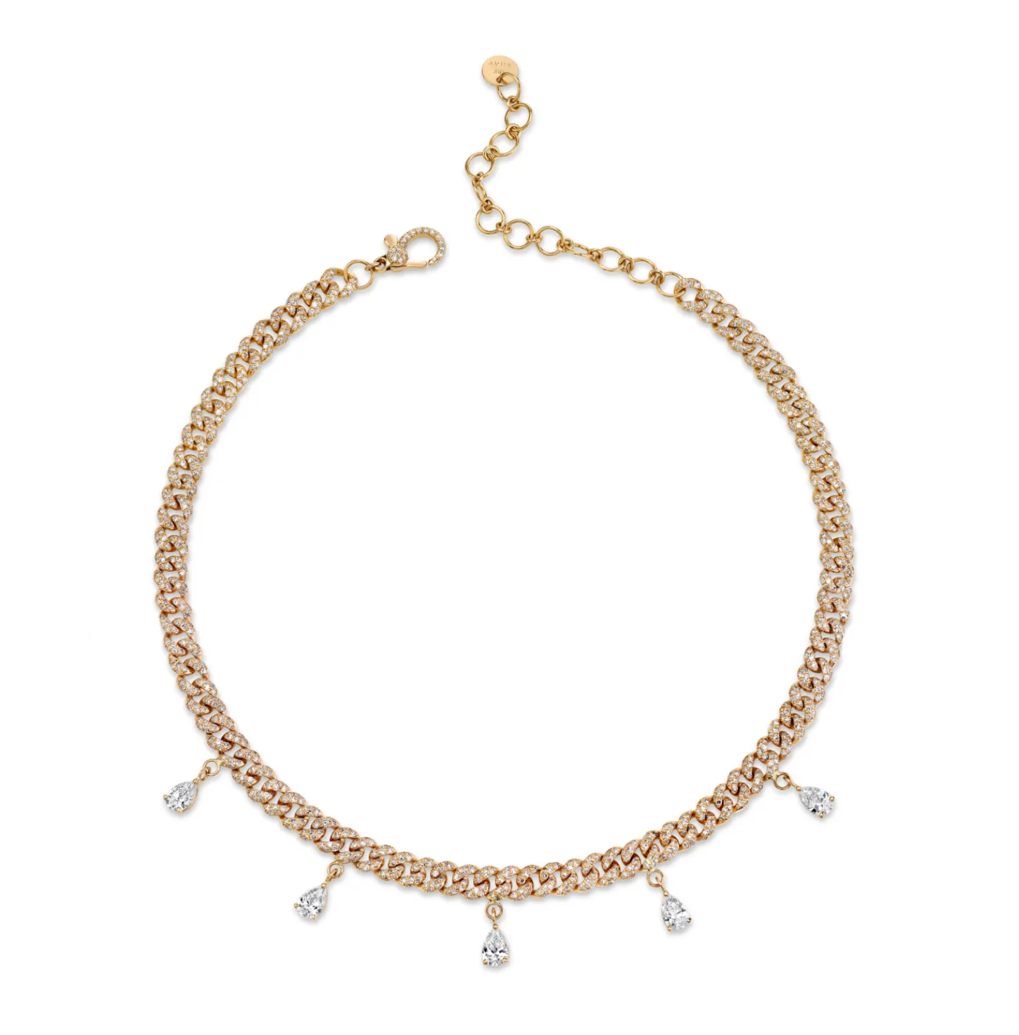 DIAMOND 5 PEAR DROP MINI LINK NECKLACE