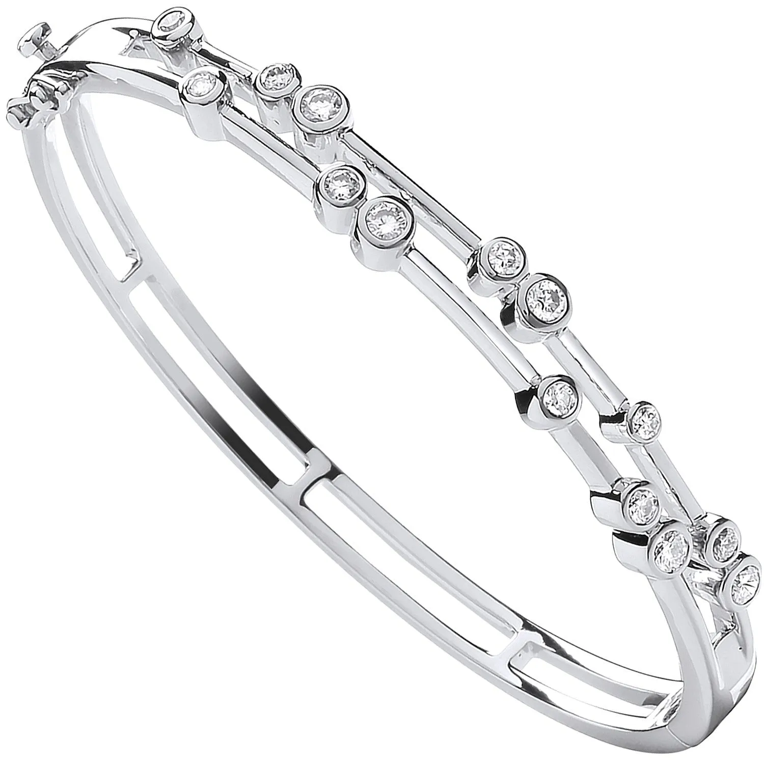 Diamond Fancy Bangle 1.00ct H-SI Quality in 18K White Gold