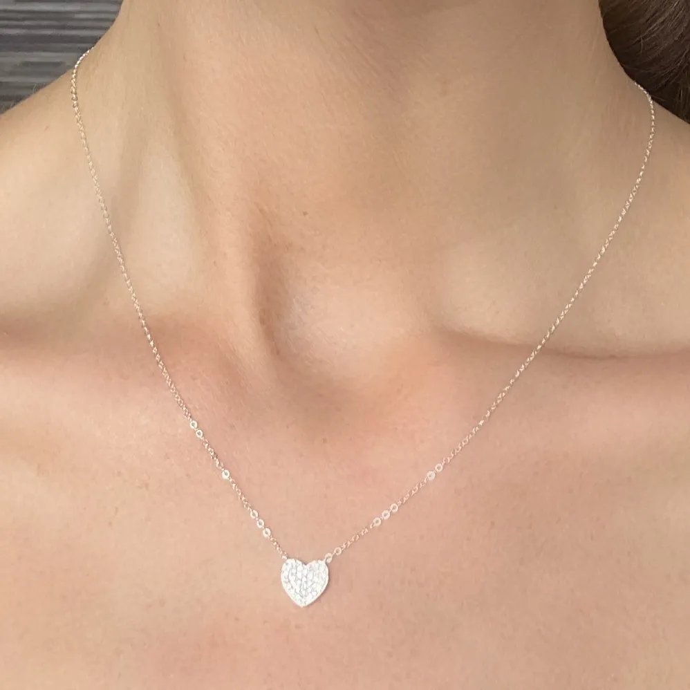 Diamond Heart Necklace-Silver