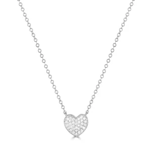 Diamond Heart Necklace-Silver