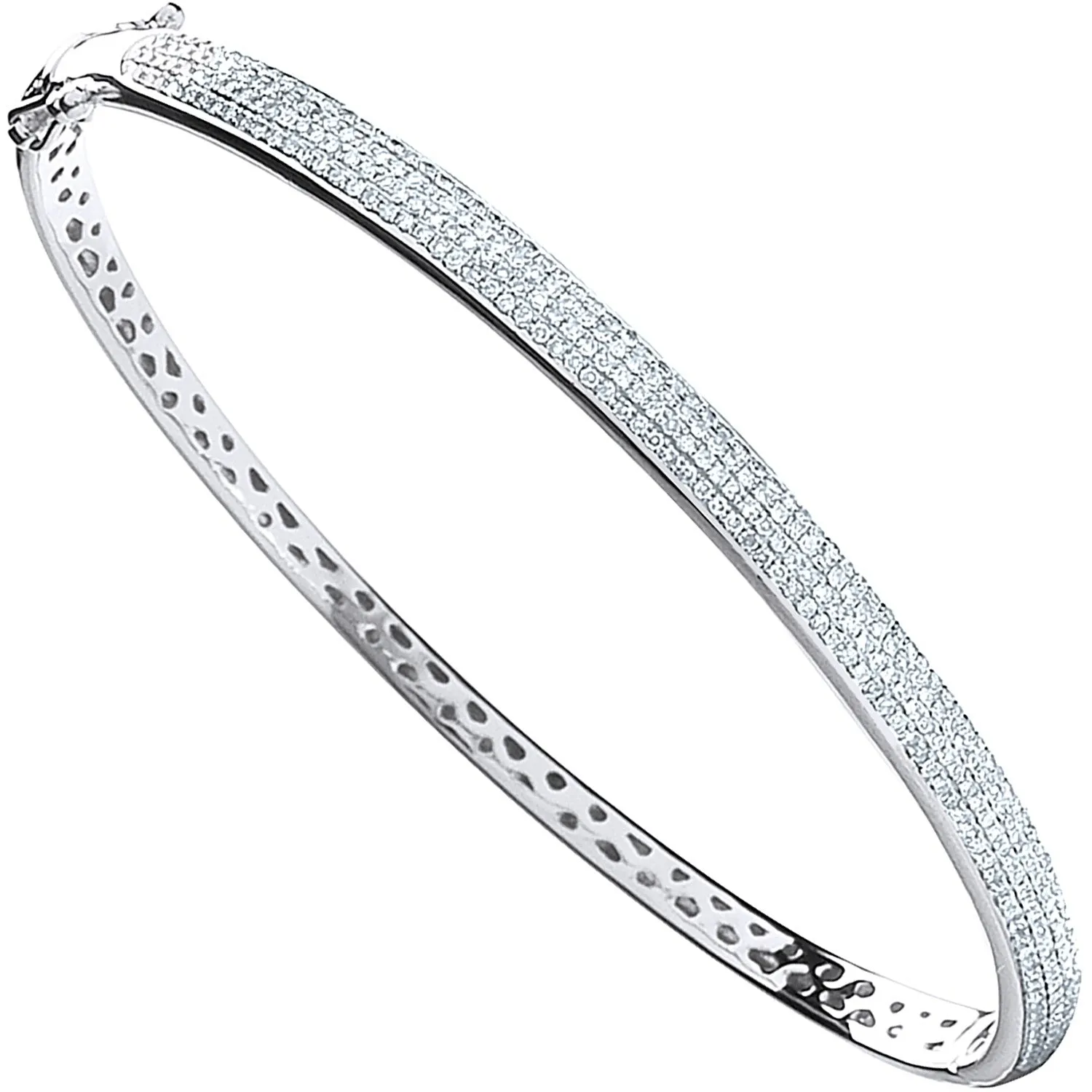 Diamond Pave Bangle 0.86ct H-SI Quality in 9K White Gold