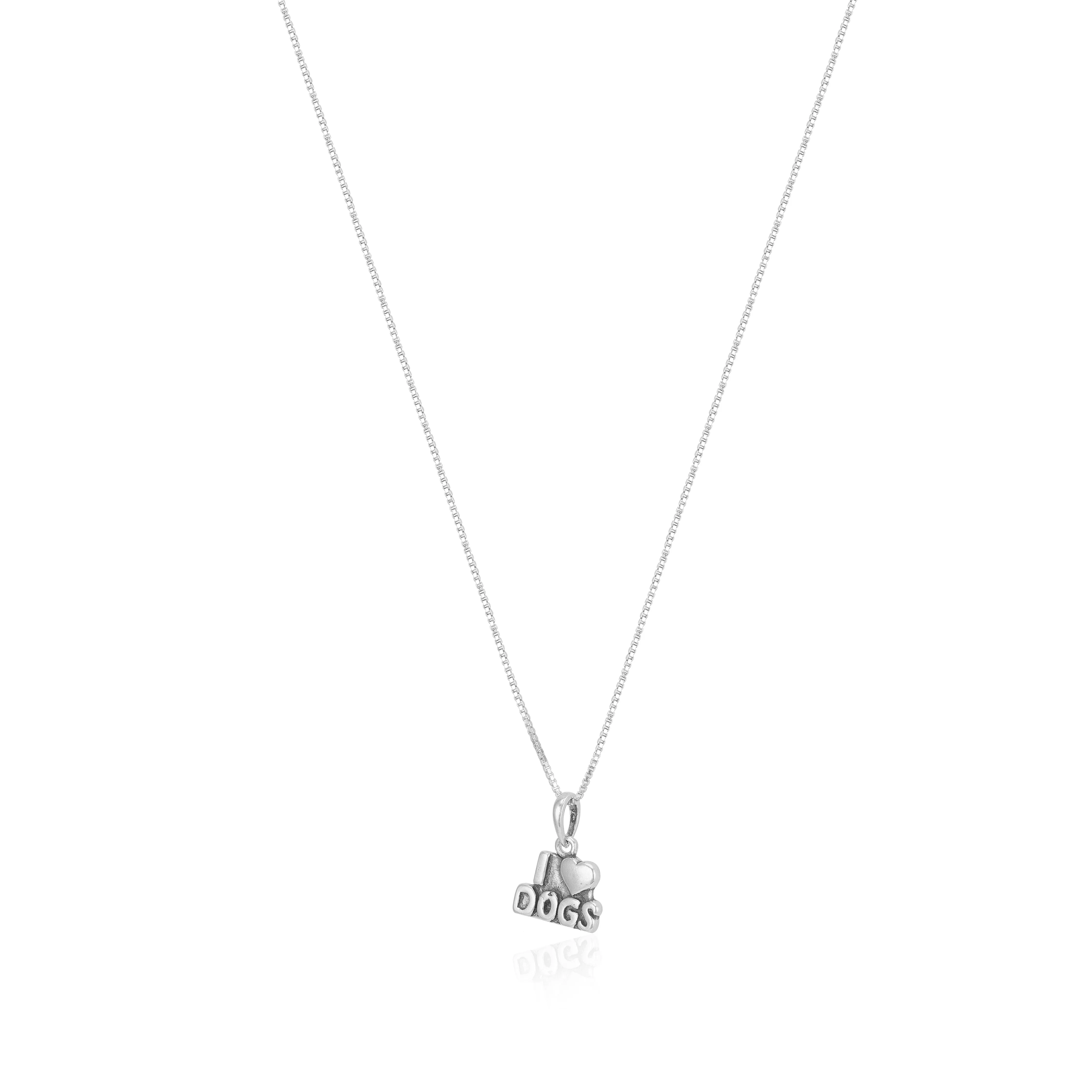 Dogs Love Rhodium Plated 925 Heart Chain Pendants