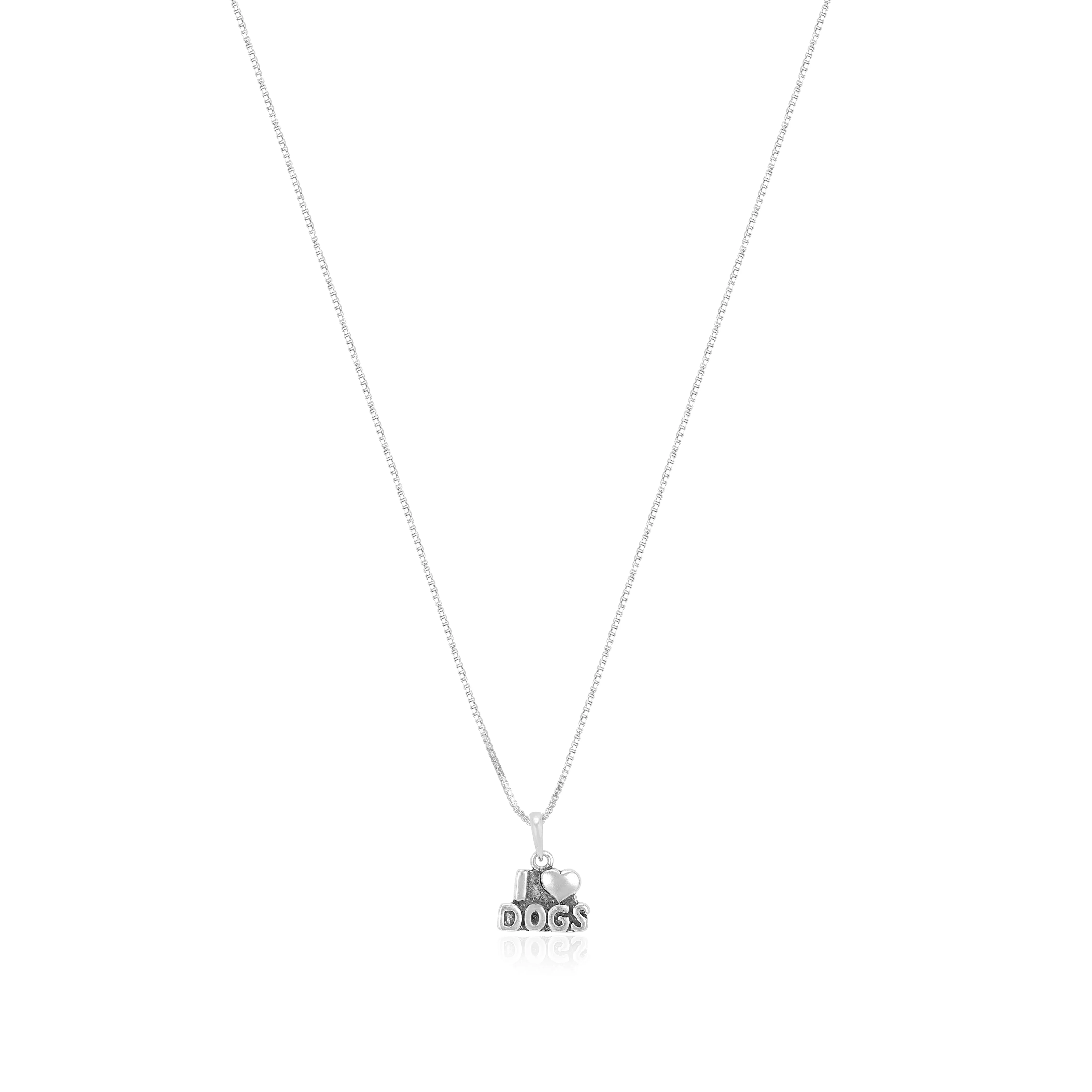 Dogs Love Rhodium Plated 925 Heart Chain Pendants