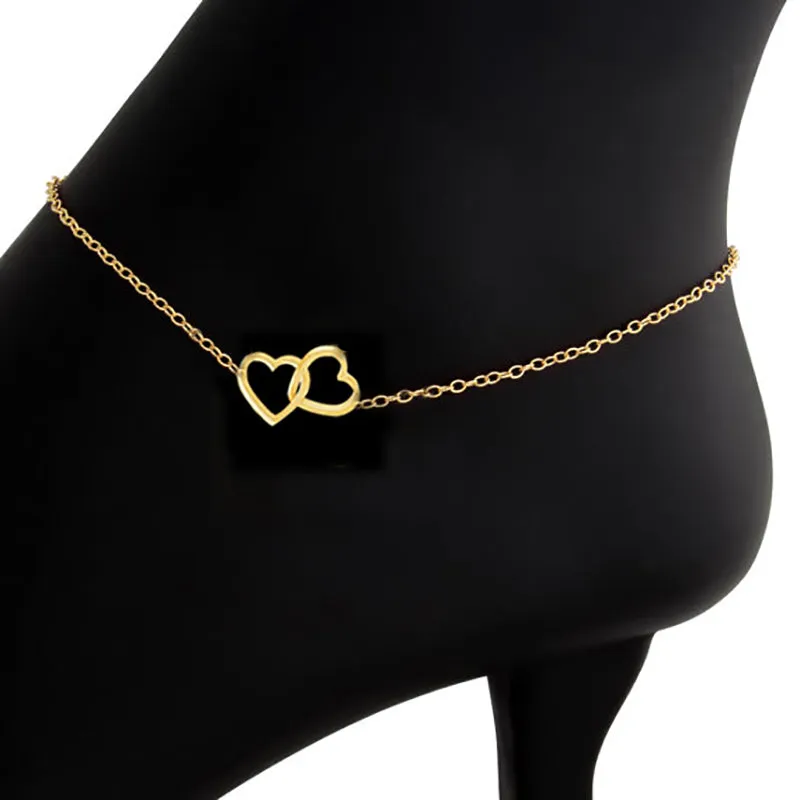 Double Heart Foot Anklets For Women