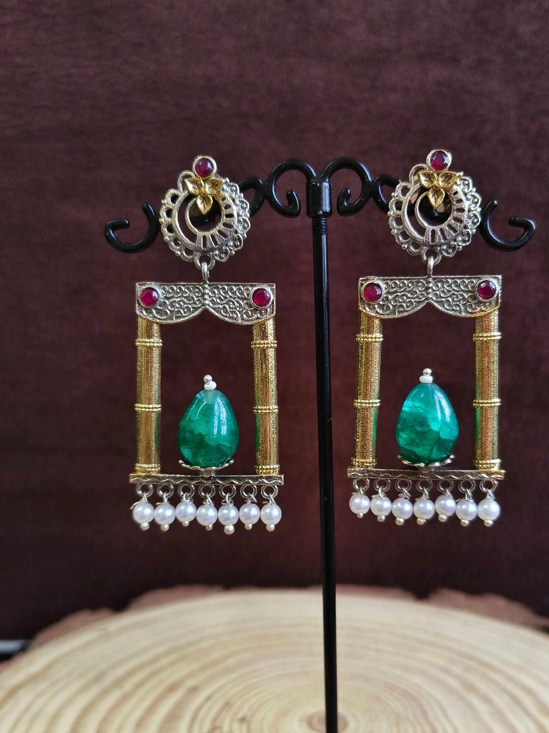 Dual Tone Dangler Earrings | Sarichka