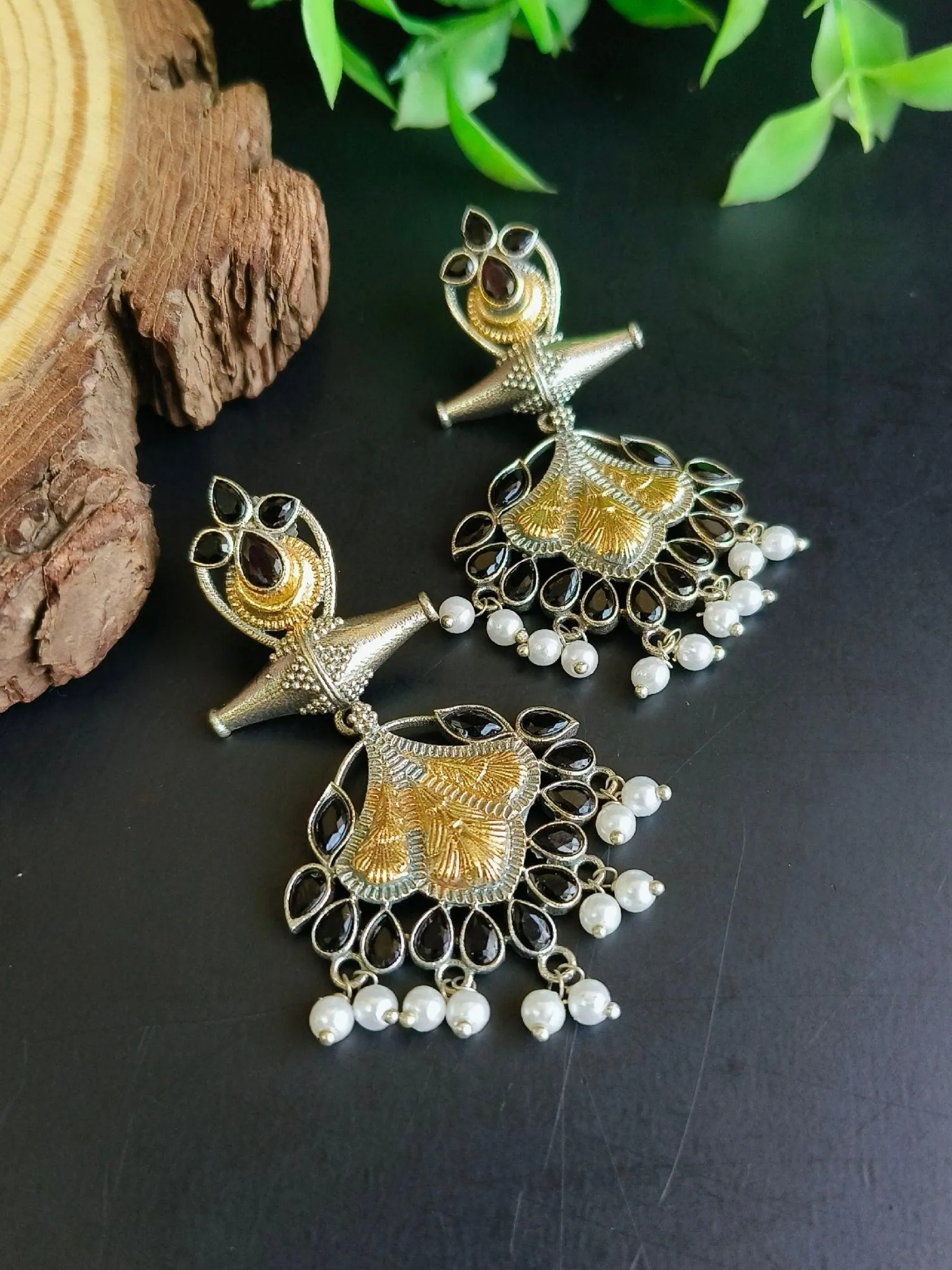 Dual Tone Oxidized Dangler Earrings | Sarichka