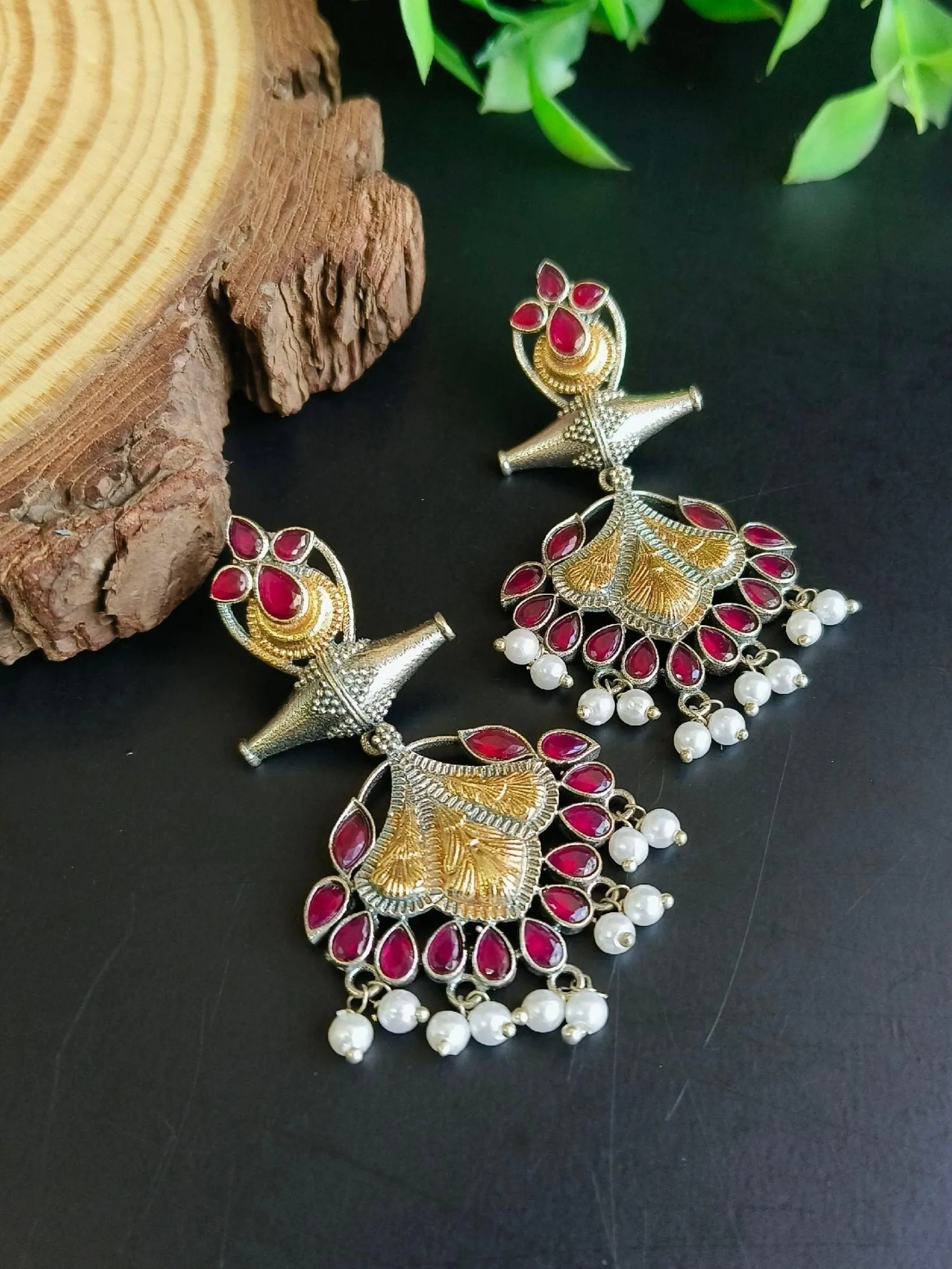 Dual Tone Oxidized Dangler Earrings | Sarichka