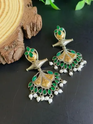 Dual Tone Oxidized Dangler Earrings | Sarichka