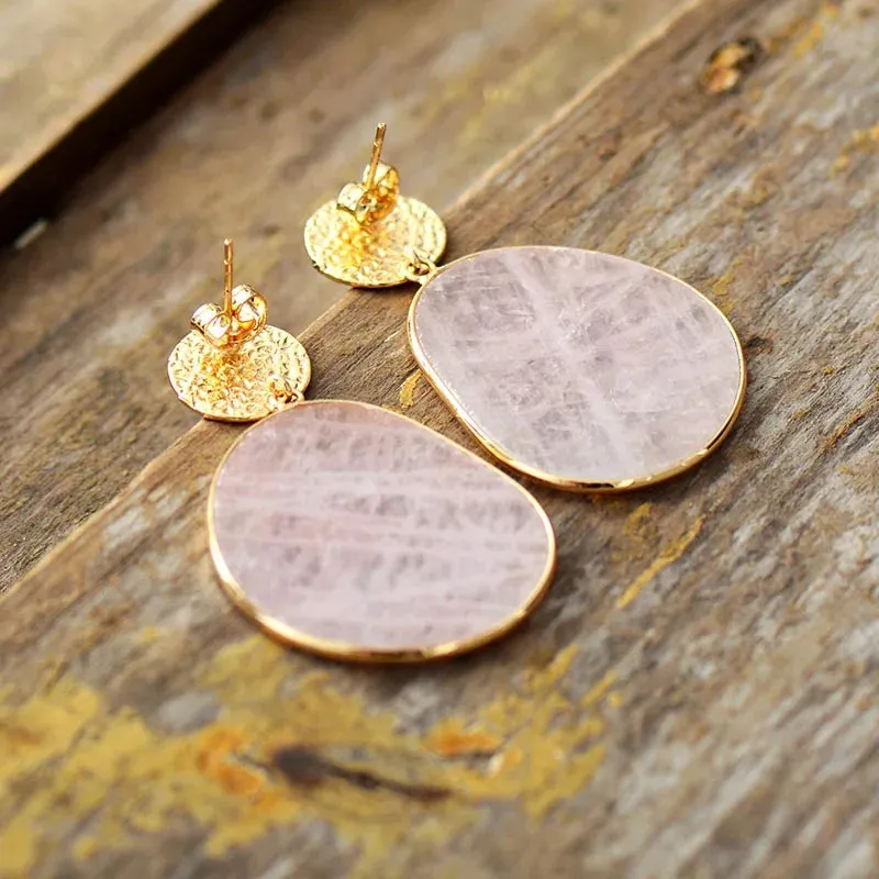 Elegant Rose Quartz Dangle Earrings – Calming and Stylish Semi-Precious Stone Jewelry