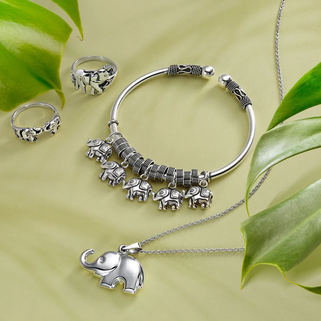 Elephant Wisdom Zoo Animal Lover Stud Earrings .925 Sterling Silver