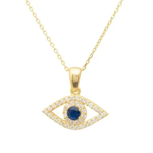 Elliptical Evil Eye Necklace Dipped in Gold