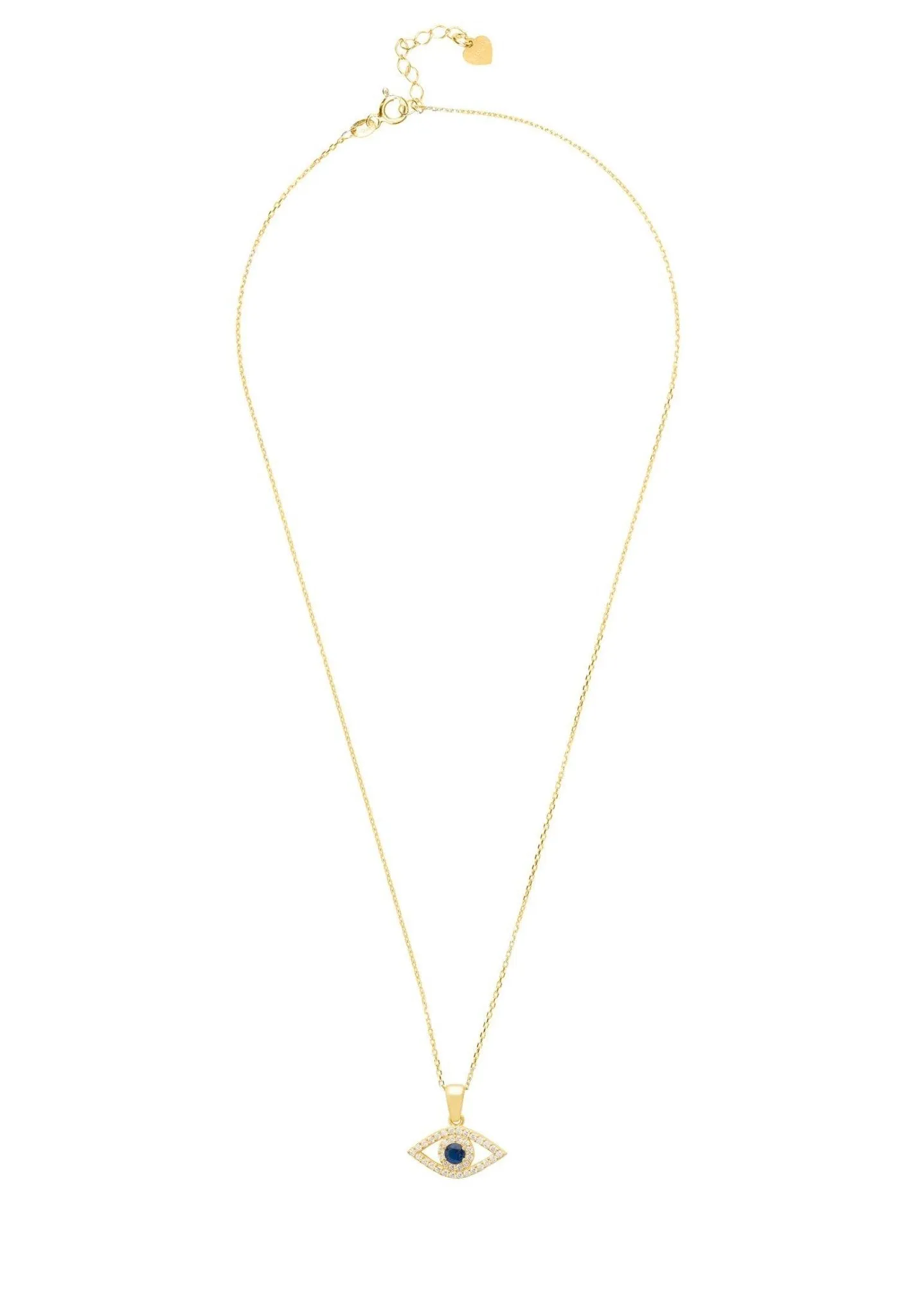 Elliptical Evil Eye Necklace Dipped in Gold