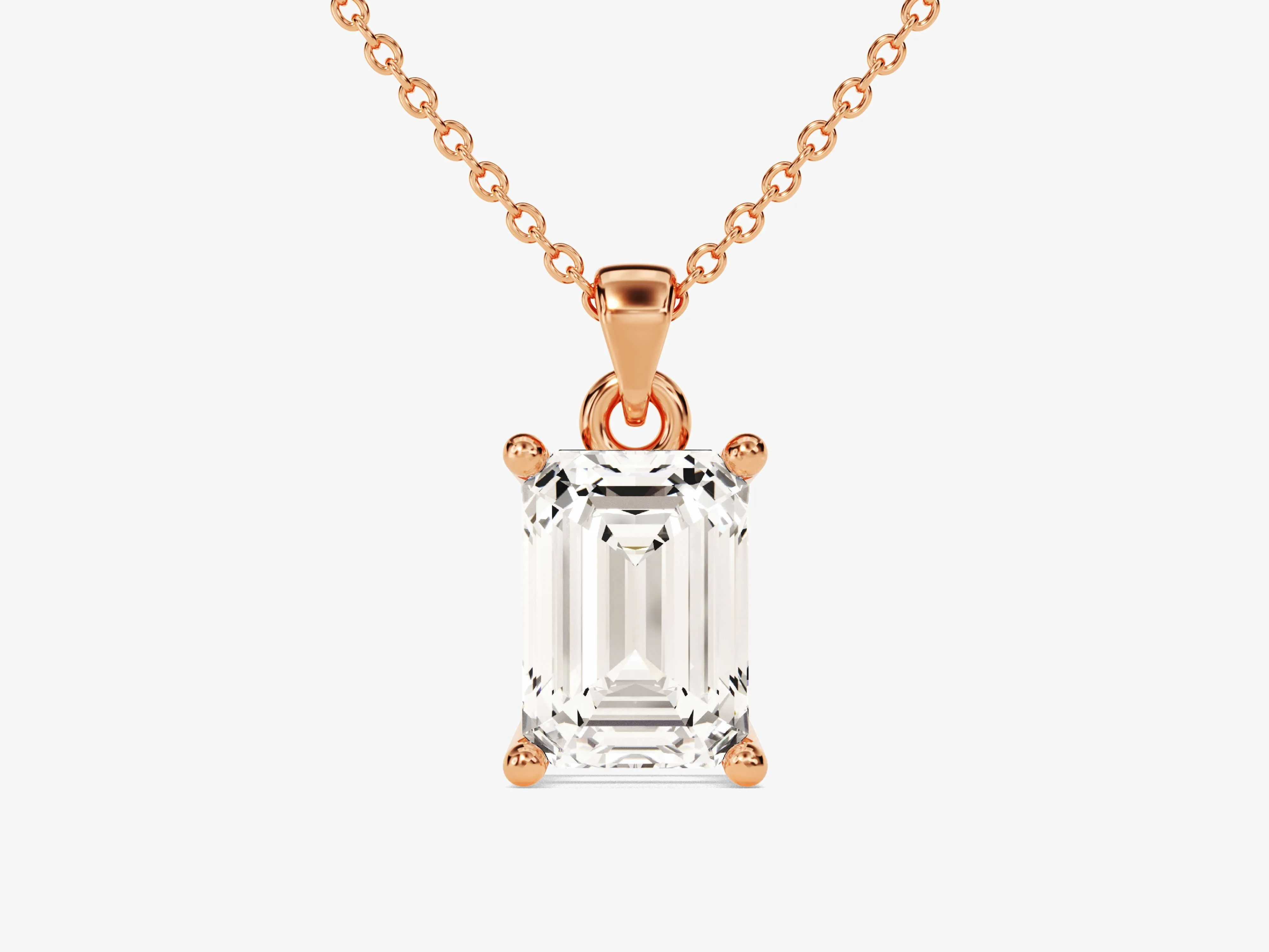 Emerald Cut Lab Grown Diamond Solitaire Pendant (1.00 CT)