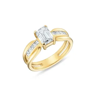 Emerald Cut Split Band Ring