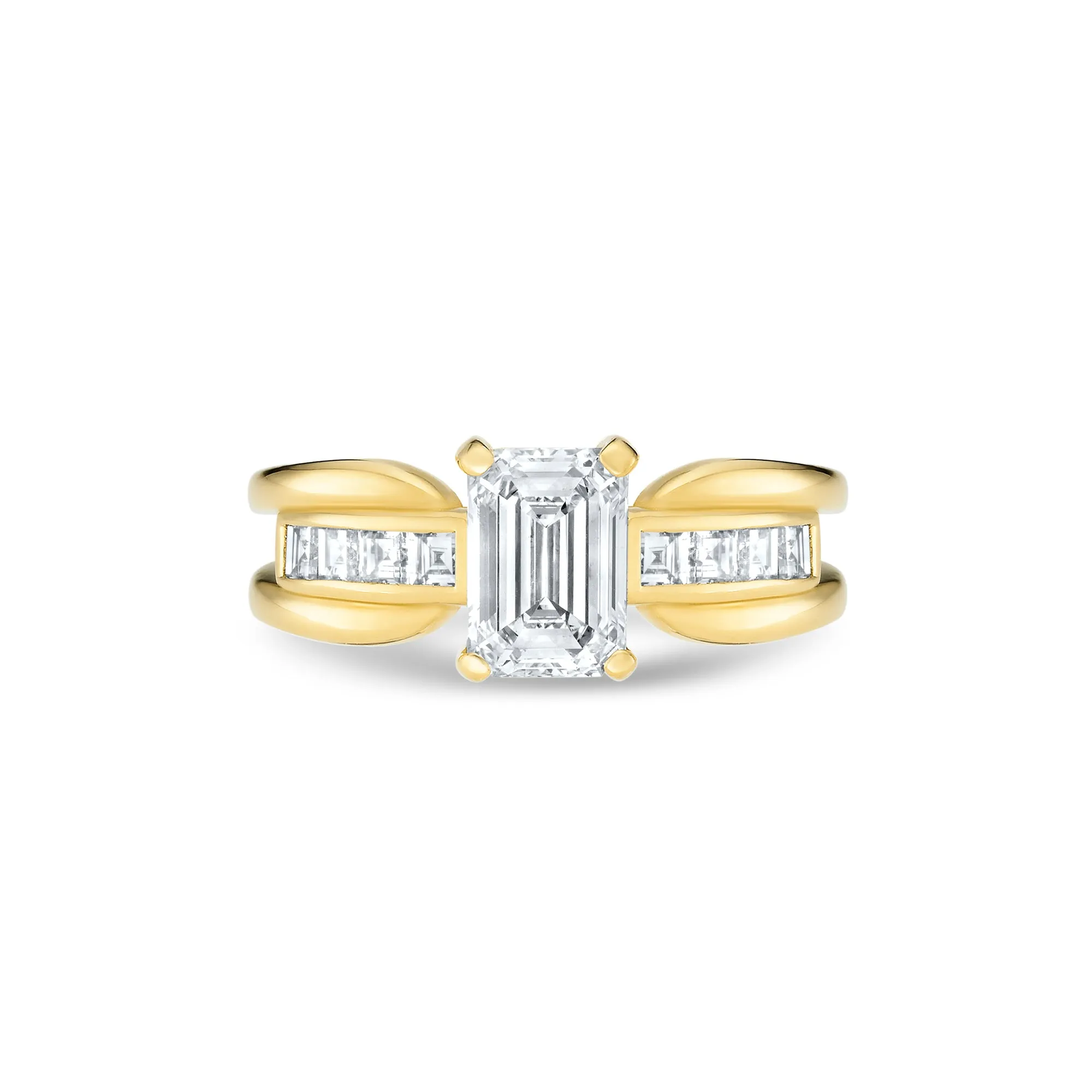 Emerald Cut Split Band Ring